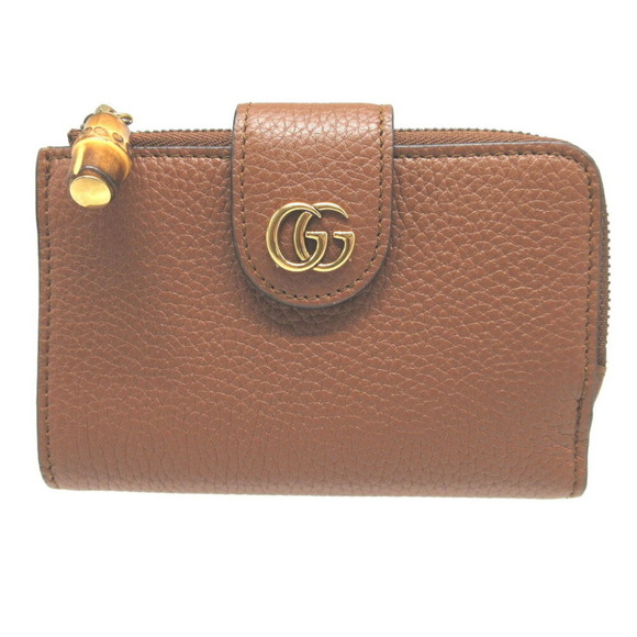 GUCCI Double G Bamboo 739498 Leather Wallet Brown 0504GUCCI - Picture 1 of 9